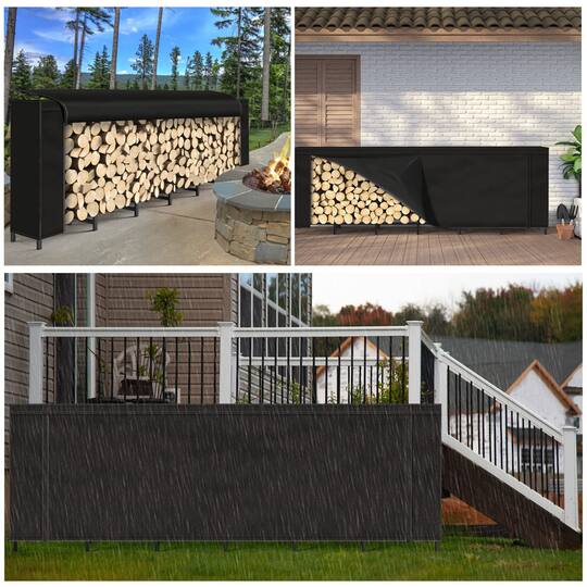 NEX™ Outdoor Firewood Rack with Cover Combo Set